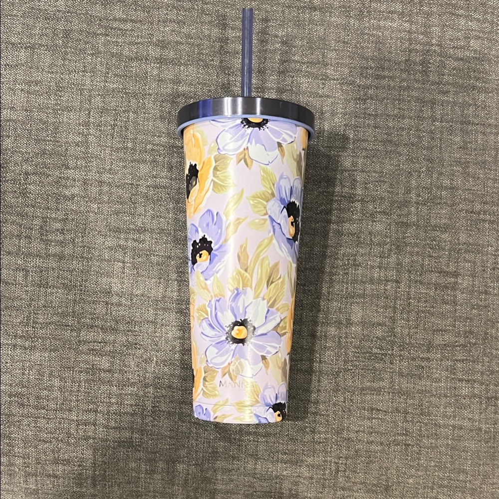 Floral Tumbler with Straw
